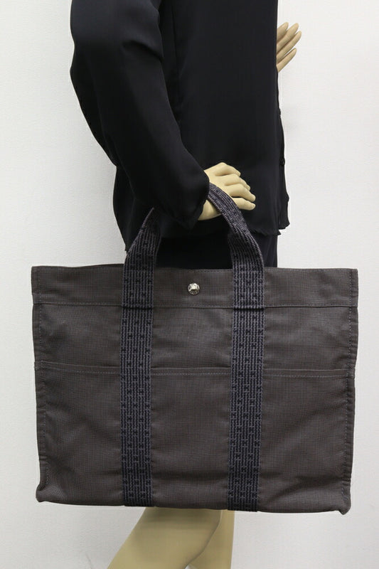 Hermes Canvas Herline Tote Bag Grey