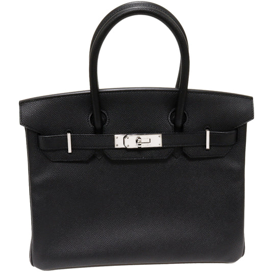 Hermes Birkin 30 Handbag Black Silver Hardware