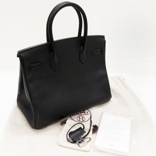 Hermes Birkin 30 Handbag Black Silver Hardware