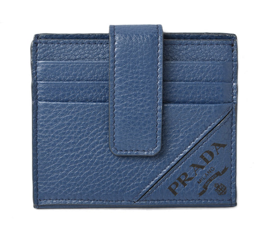 Prada Card Case VIT.MICRO GRAIN Blue