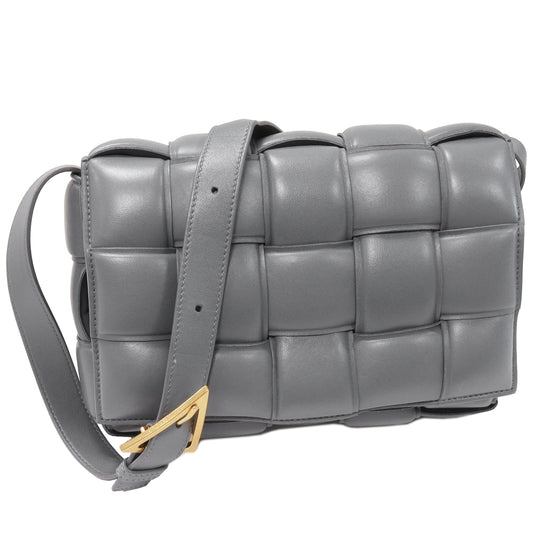 Bottega Veneta Small Padded Cassette Lambskin Shoulder Bag Gray