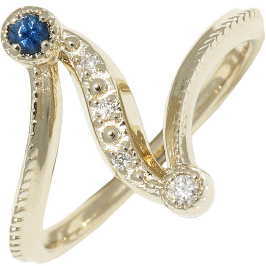 K14YG Sapphire Diamond Ring Size 5