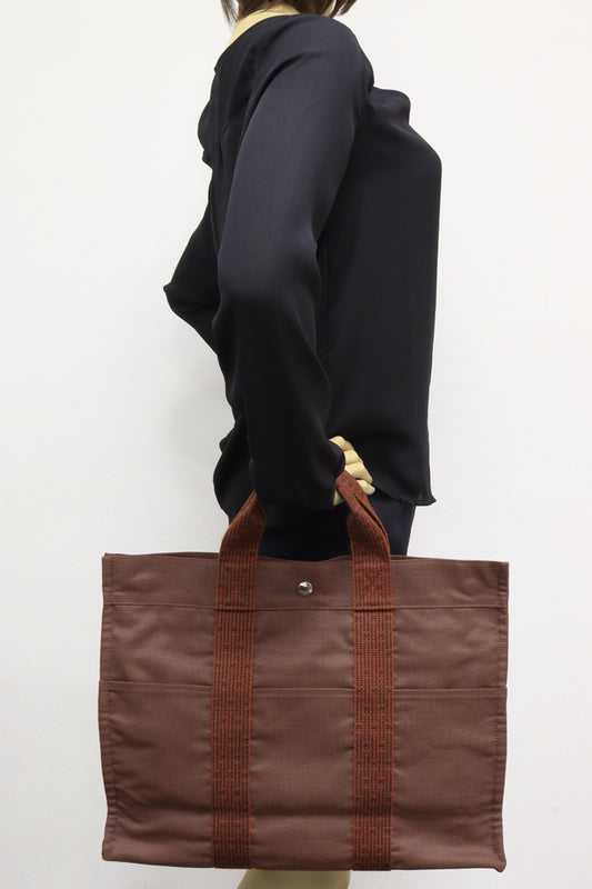 Hermes Canvas Tote Bag Brown