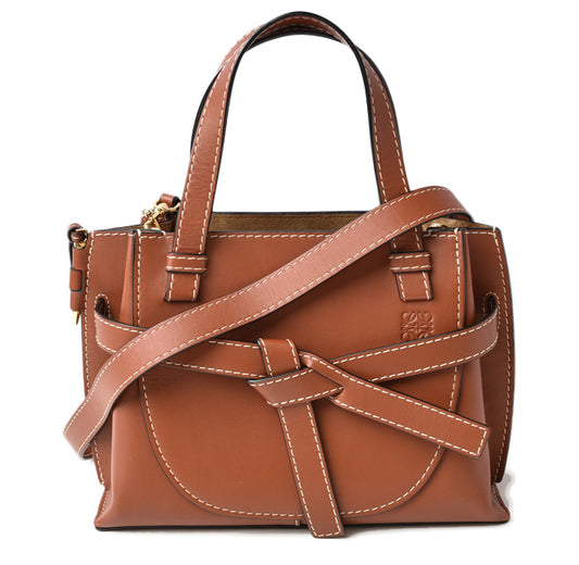 Loewe Gate Mini Top Handle Bag Brown Leather