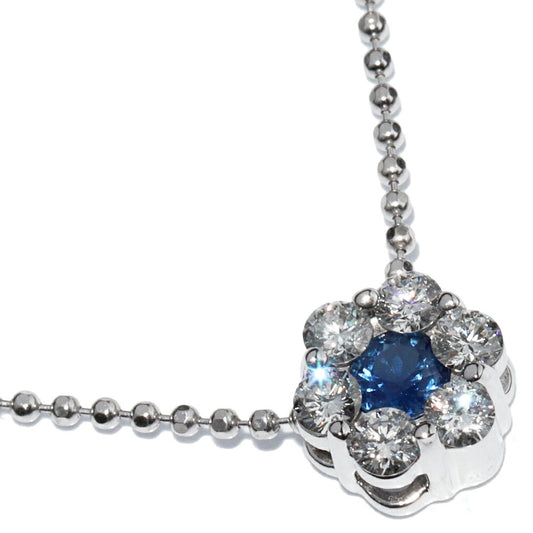 K18WG Sapphire Diamond Pendant Necklace