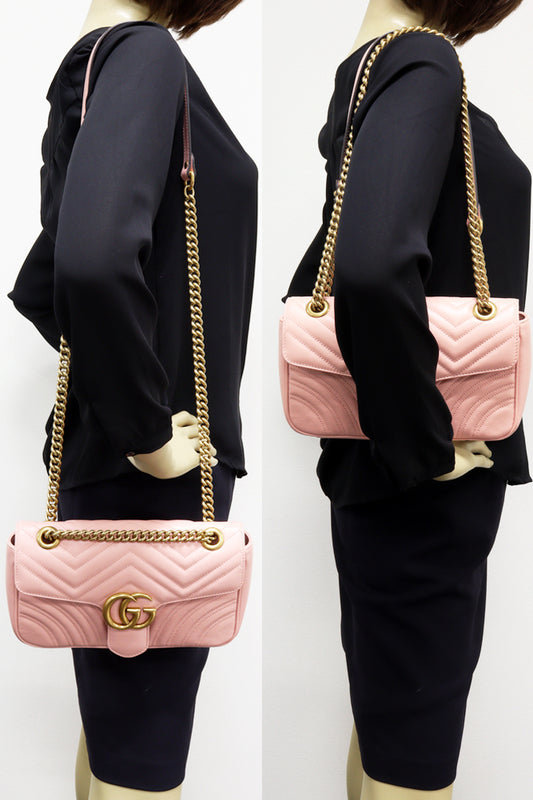 Gucci GG Marmont Quilted Shoulder Bag Pink