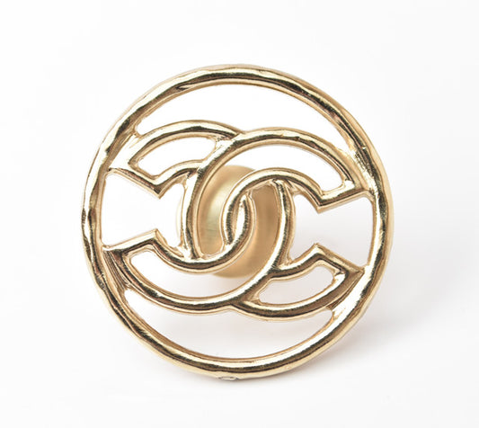 Chanel Gold Circle Brooch Pin