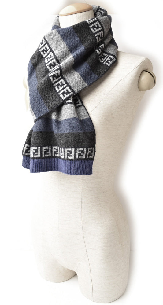 Fendi Wool Blend Scarf FF Zucca Pattern