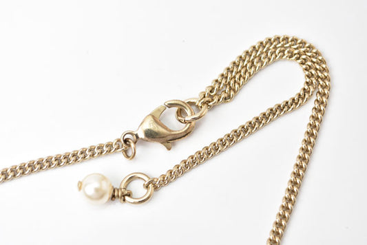 Chanel Necklace CC Pearl Motif Gold/White