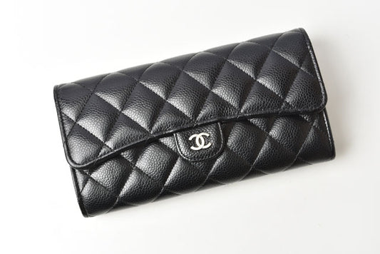 Chanel Caviar Skin Long Wallet Timeless Classic