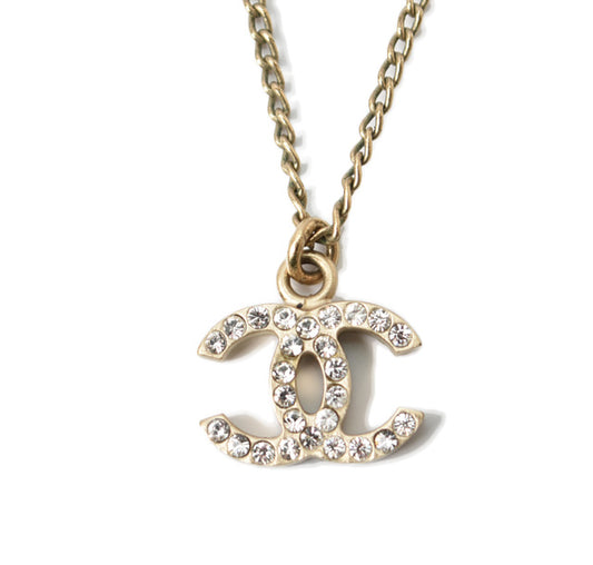 Chanel Necklace Pendant Rhinestone Gold