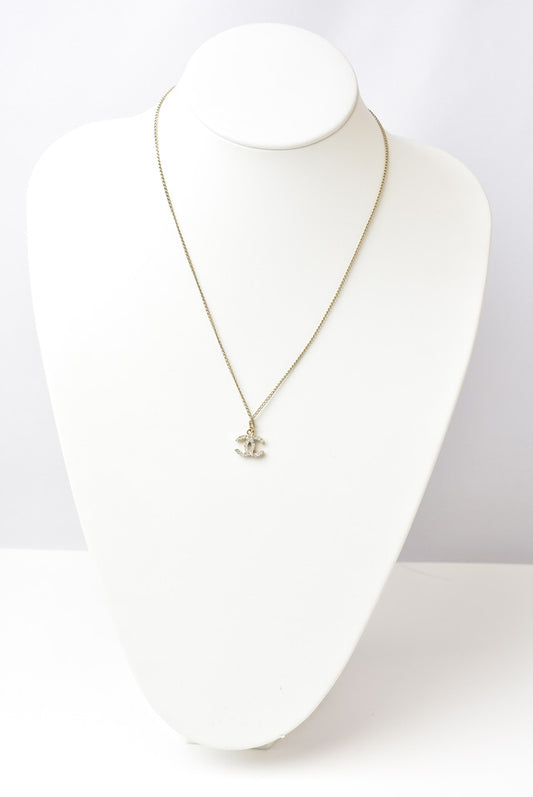 Chanel Necklace Pendant Rhinestone Gold