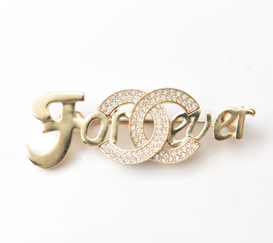 Chanel Rhinestone Brooch Gold