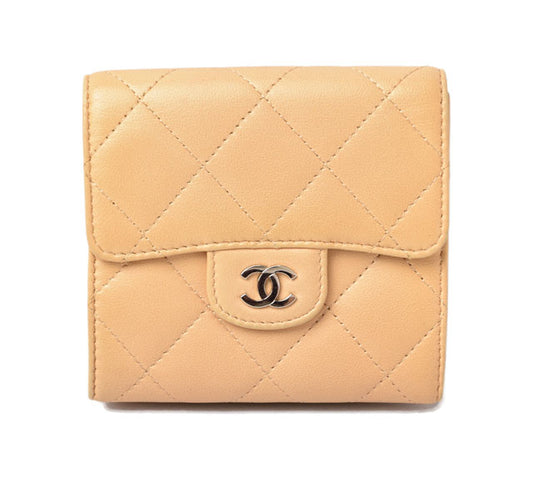 Chanel Lambskin Trifold Wallet Beige A82288