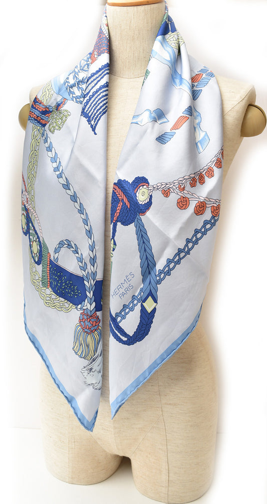 Hermes Silk Scarf LE TIMBALIER Blue