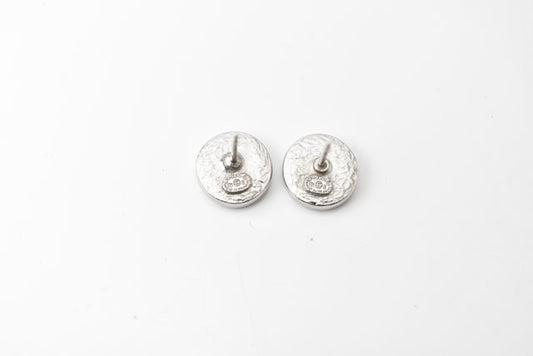 Chanel CC Earrings Silver Rhinestone