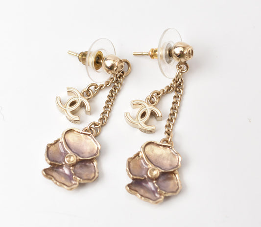 Chanel Logo Camellia Swing Earrings