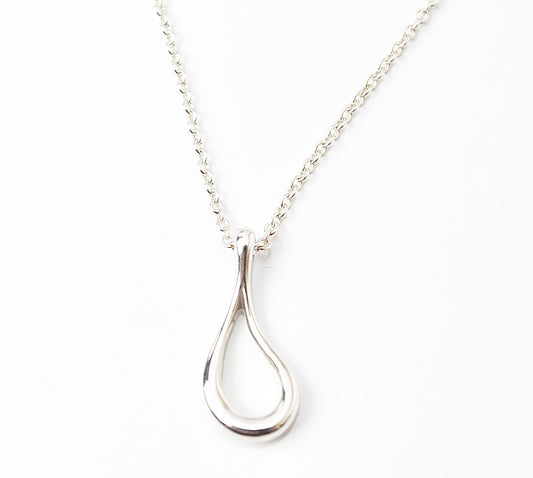 Tiffany & Co Silver Elsa Peretti Open Teardrop Necklace