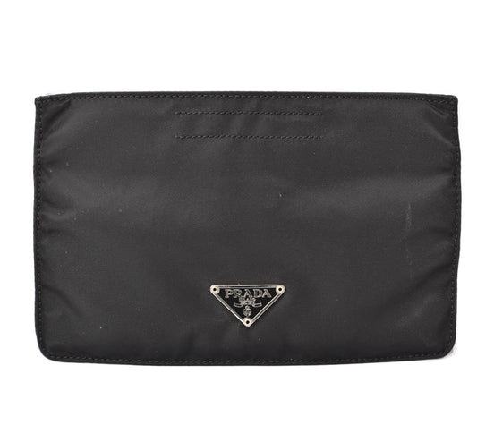 Prada Nylon Flat Cosmetic Pouch Black