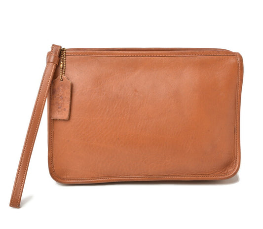 Coach Vintage Natural Leather Clutch Bag Brown