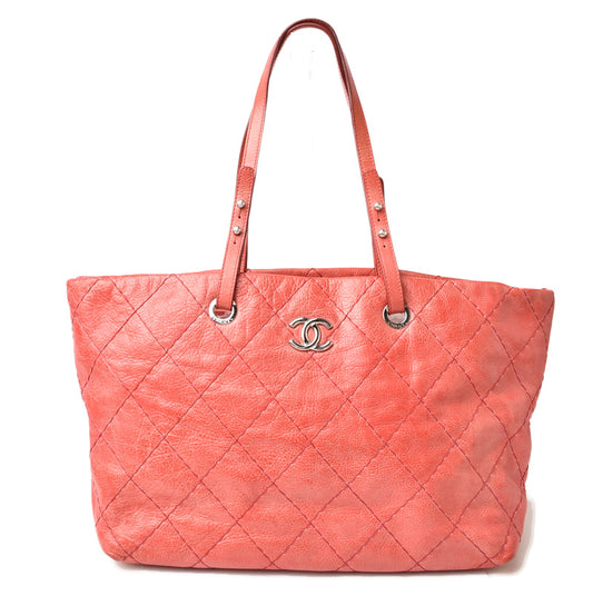 Chanel Quilted Leather Shoulder Tote Bag