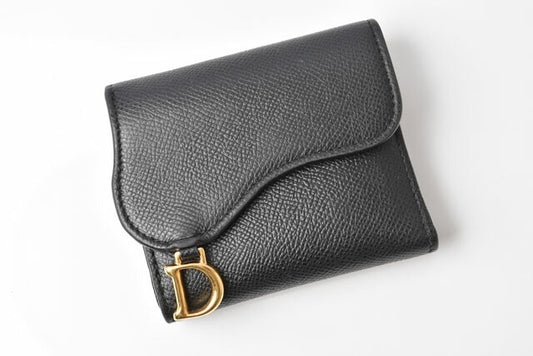 Christian Dior Saddle Lotus Mini Wallet Navy