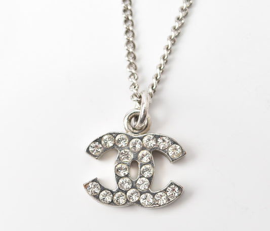 Chanel CC Rhinestone Necklace Pendant