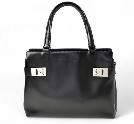 Salvatore Ferragamo Leather 2way Tote/Shoulder Bag Black