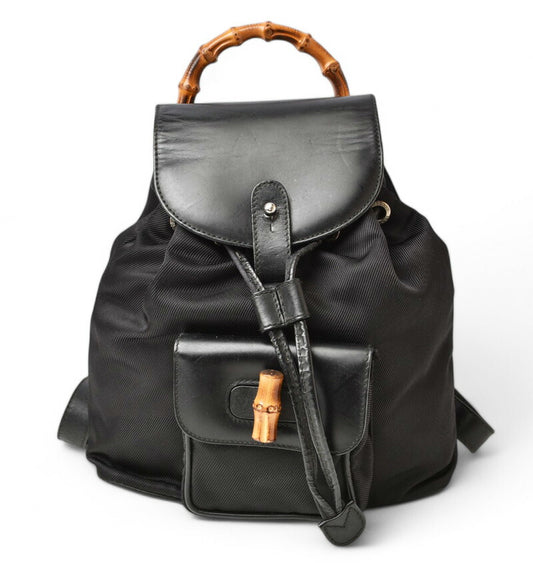 Gucci Mini Backpack Bamboo Leather Black