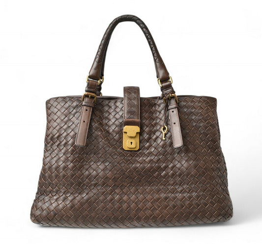 Bottega Veneta Leather Tote Bag Dark Brown