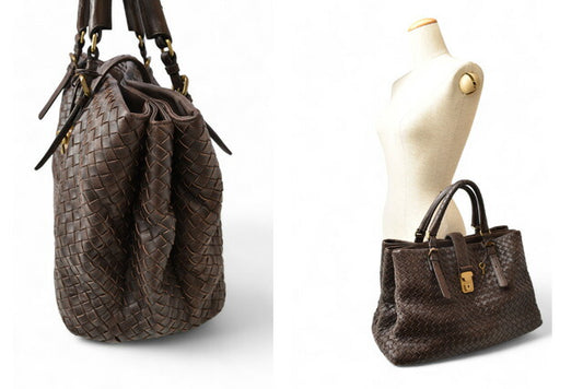 Bottega Veneta Leather Tote Bag Dark Brown