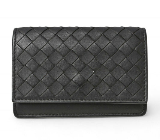 Bottega Veneta Leather Card/Coin Case Black