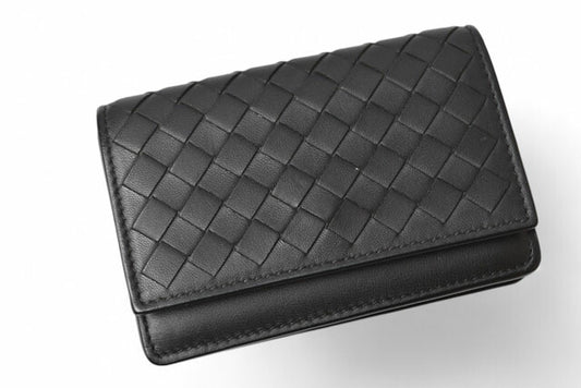 Bottega Veneta Leather Card/Coin Case Black