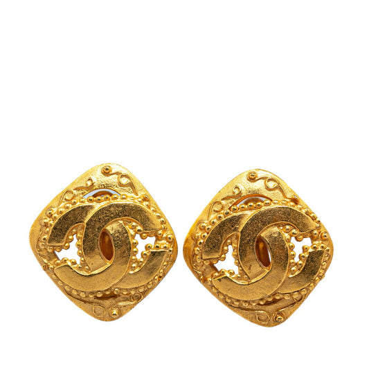 Chanel Vintage Coco Mark Gold Earrings