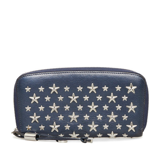 Jimmy Choo Crystal Leather Long Wallet Navy