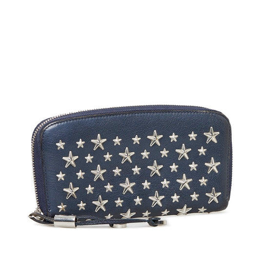 Jimmy Choo Crystal Leather Long Wallet Navy