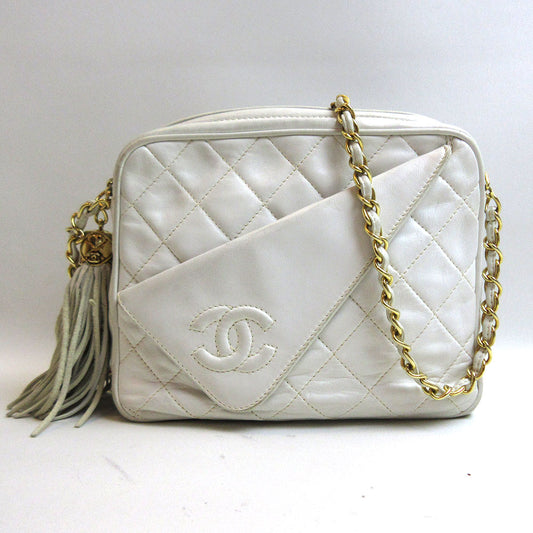 Chanel Lambskin Shoulder Bag White Gold