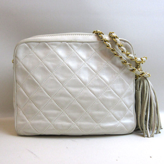 Chanel Lambskin Shoulder Bag White Gold