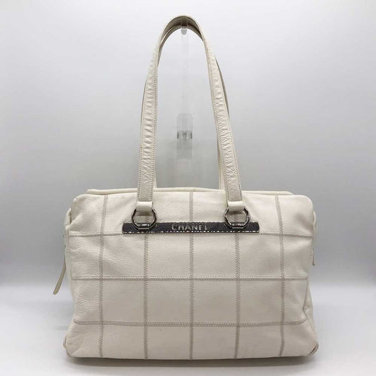 Chanel Leather Boston Bag White