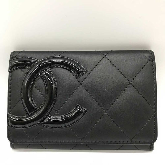 Chanel Cambon Line Card Case Black Lambskin