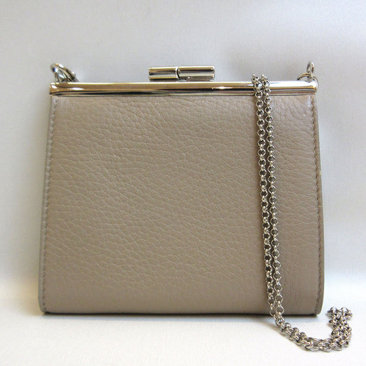 Bvlgari Leather Chain Wallet Beige Coin Case