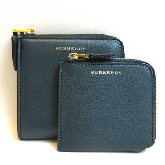 Burberry Leather Mini Wallet Green Compact