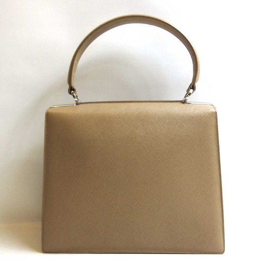 Salvatore Ferragamo Leather One Handle Handbag Beige