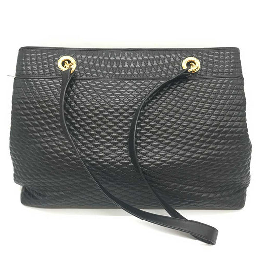 Bally Leather Chain Tote Bag Black Gold