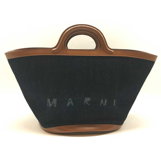 Marni Denim Leather Handbag Navy