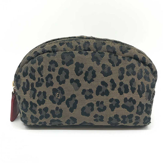 Fendi Leopard Canvas Leather Pouch