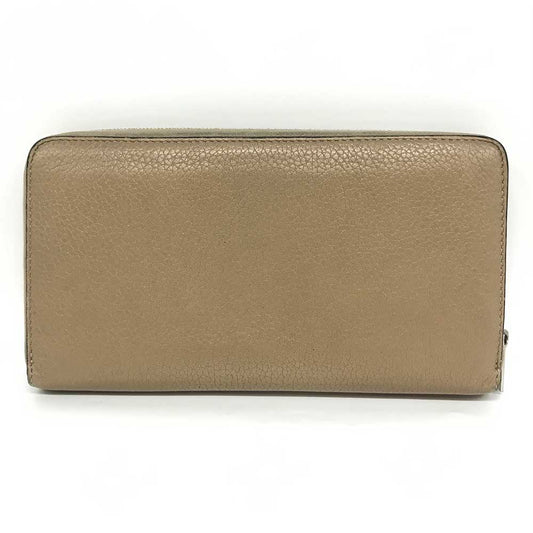 Celine Beige Leather Zip Around Wallet