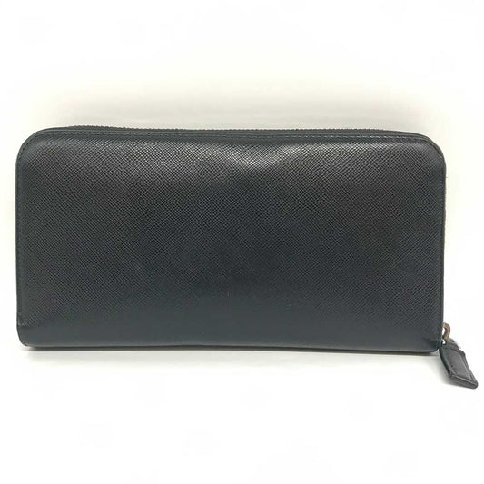 Prada Saffiano Leather Zip-Around Long Wallet Black