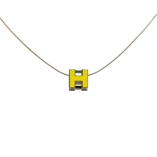 Hermes Caged d'H Necklace Silver Yellow Metal