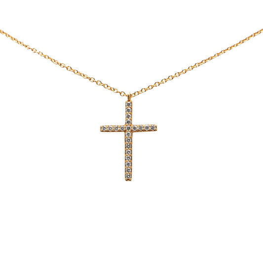 Tiffany & Co K18PG Cross Rhinestone Necklace